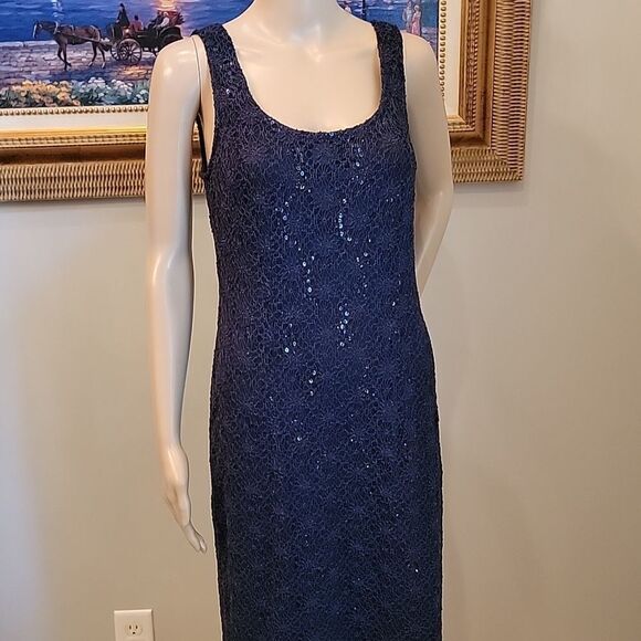 6P beautiful navy sequin dress so classy! - Picture 1 of 12